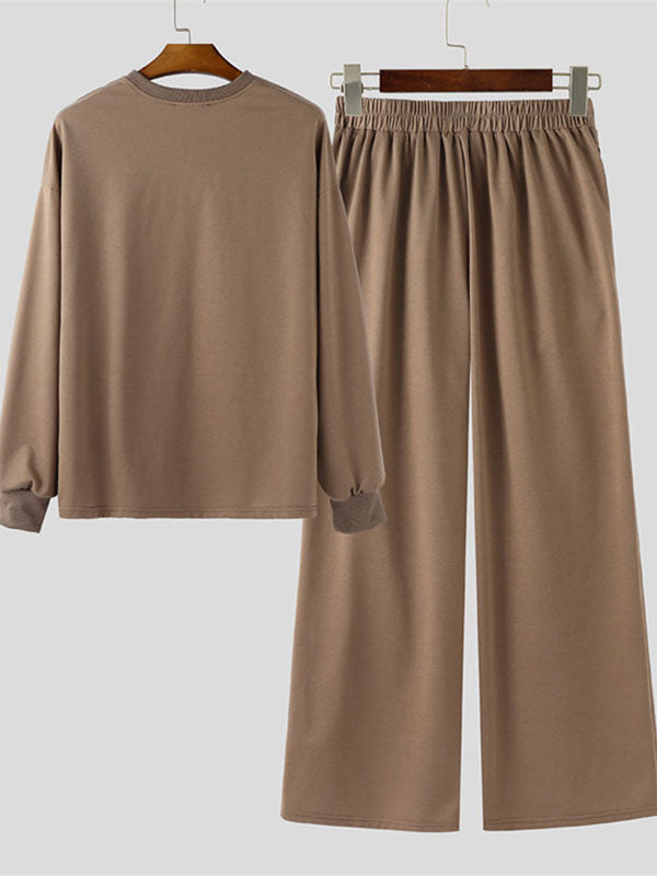 Men's Solid Color Loose Utility Pocket Two Pieces Outfit SKUL40303