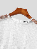 Mens Lace Fringe Trim Long Sleeve T-Shirt SKUK29409