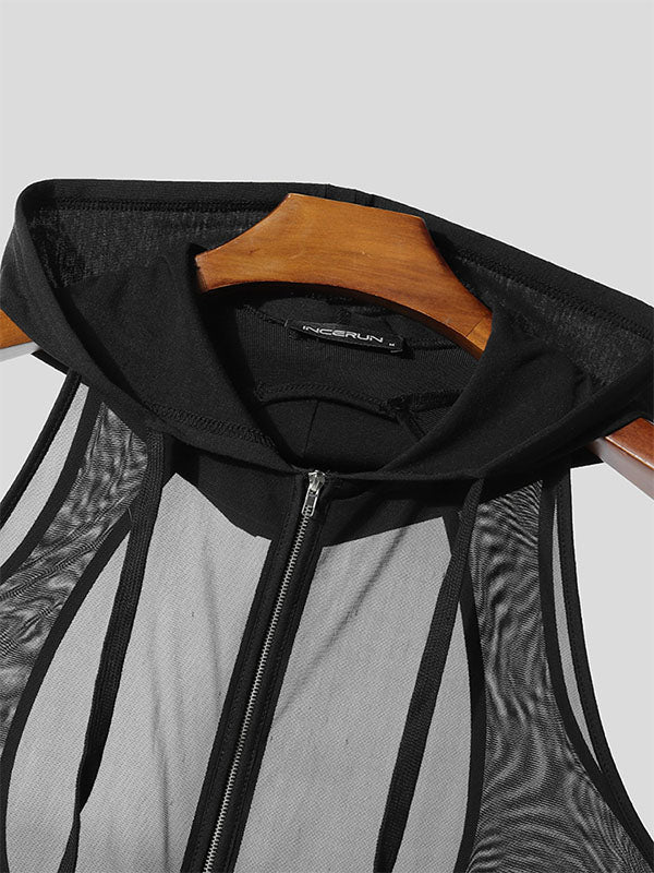 Mens Sheer Mesh Hooded Casual Tank SKUL10605