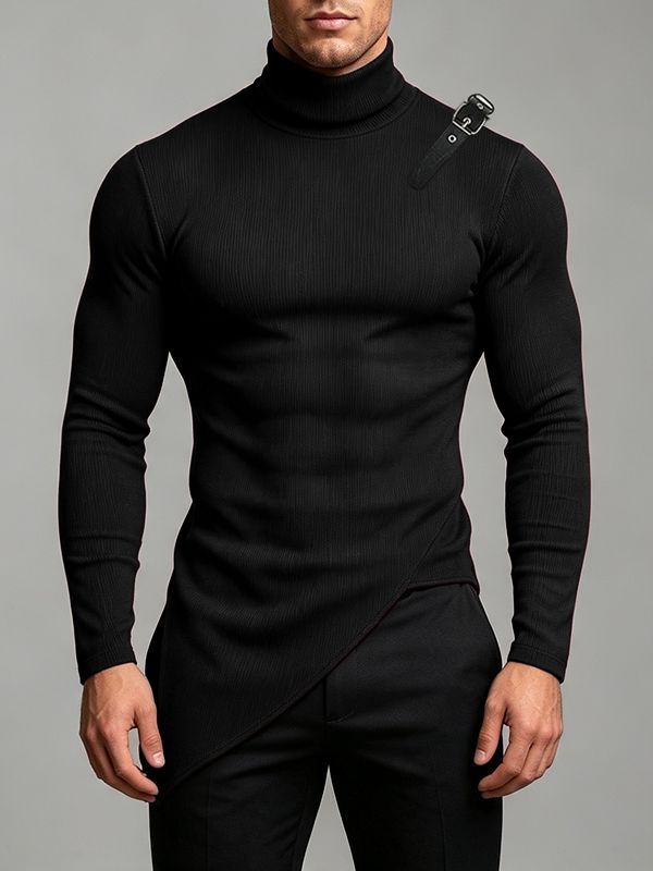 Mens Textured High Neck Long Sleeve Sweater SKUK83281