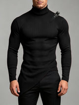 Mens Textured High Neck Long Sleeve Sweater SKUK83281