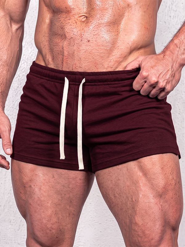 Men's Muscle Bodybuilding Gym Workout Contrast Drawstring Low-Rise Short SKUL83264
