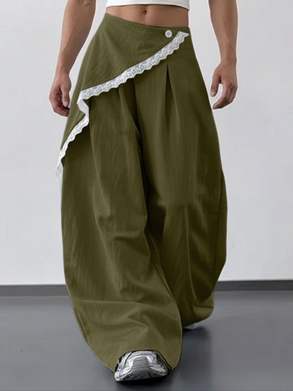 Men's Lace Patchwork Layered Casual Pant SKUL41702