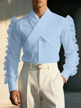 Men's Deconstructed Ruffle Long Sleeve Shirt SKUL42543