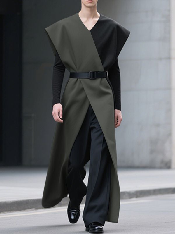 Men's Colorblock Split Hem Sleeveless T-Shirt SKUL35381