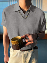 Men's Solid Color Casual Lapel Short Sleeve Shirt SKUL23750