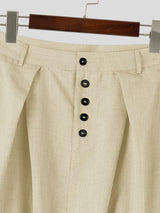 Men's Avant-Garde Low Drop Crotch Button Fly Deep Pleated Ankle Length Harem Pant SKUL84002