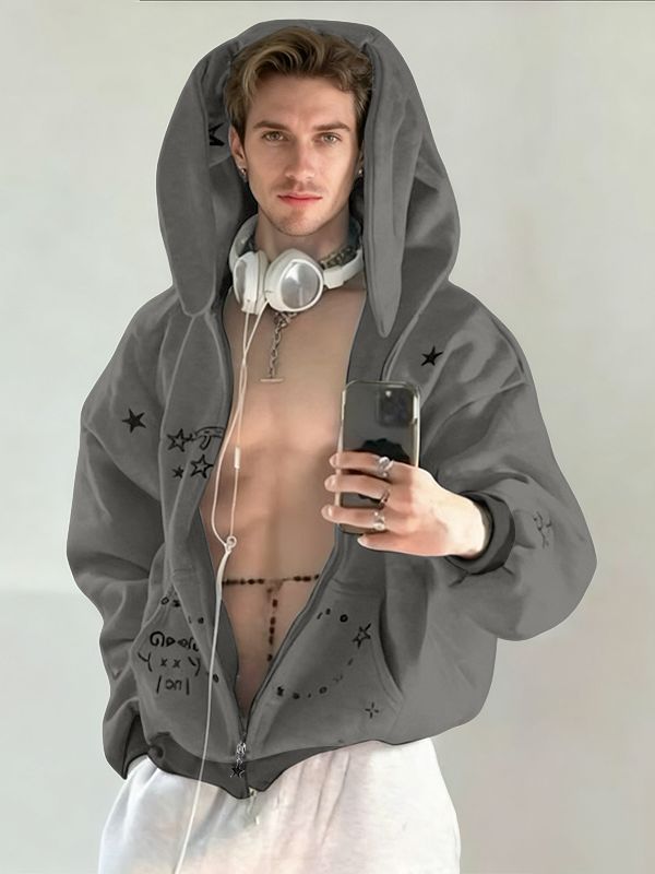 Men's Bunny Ear Long Sleeve Hoodie SKUL29641