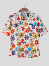 Men's Floral Embroidered Short Sleeve Shirt SKUL28098