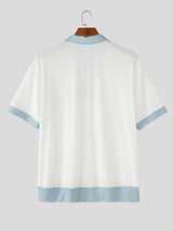 Mens Color Block Casual Short Sleeve Shirt SKUL18956