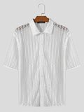 Mens Hollow Out Solid Short Sleeve Shirt SKUK47376