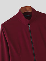 Men's Casual Minimalist Double Zipper Long Sleeve Cardigan SKUL46228