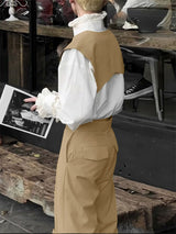 Men's Solid V Neck Vest Two Pieces Outfit SKUL31919