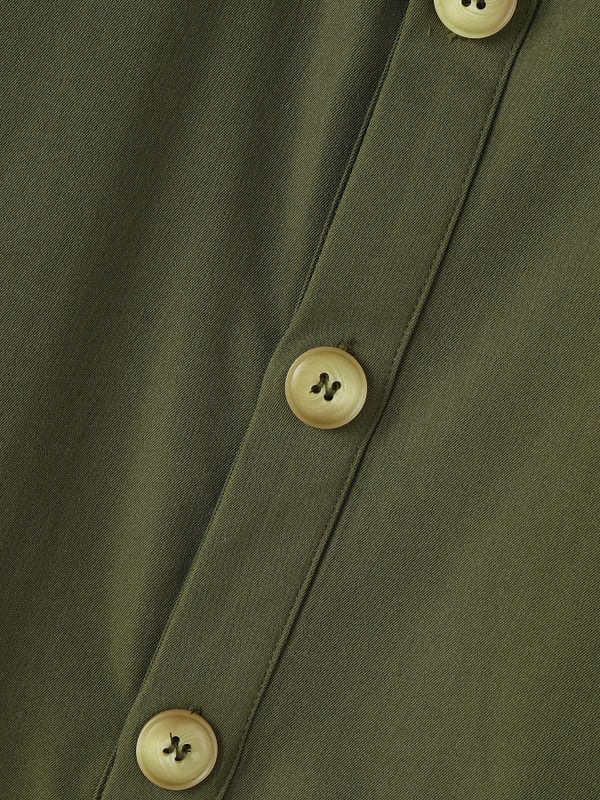 Men's Smart-Casual Military-Inspired Mandarin Collar Slim Fit Shirt SKUL77983