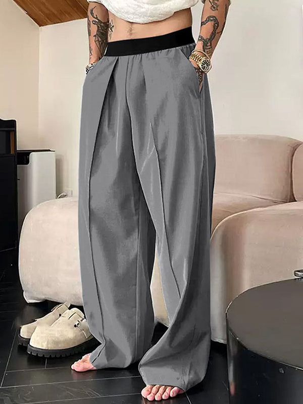 Mens Solid Color Loose Fit Colorblock Pant SKUL15088