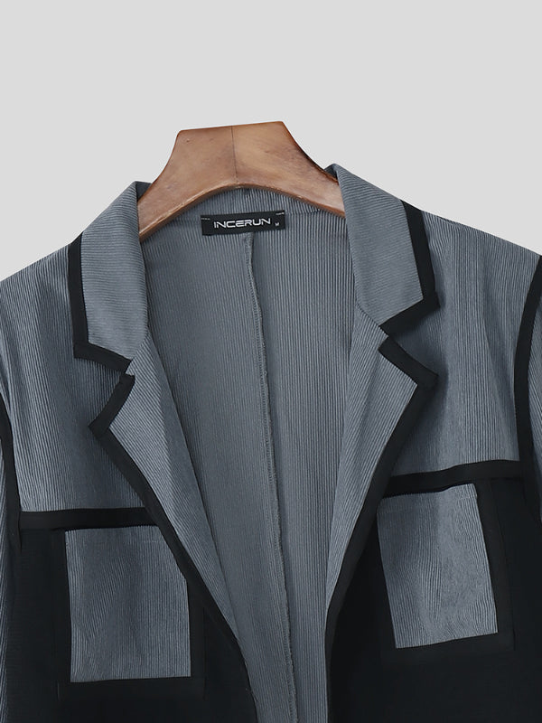 Men's Corduroy Colorblock Cropped Casual Two Pieces Outfit SKUL23736