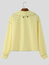 Men's Dashed Print 3D Floral Tie Long Sleeve Shirt SKUL39788