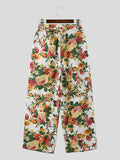 Mens Allover Floral Print Pants With Belt SKUK42226