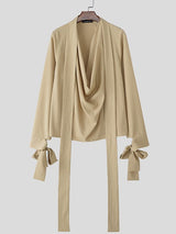 Men's Deconstructed Textured Ribbon Long Sleeve Shirt SKUL36630