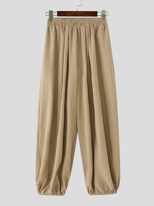 Mens Solid Color Textured Loose Casual Pant SKUL15502