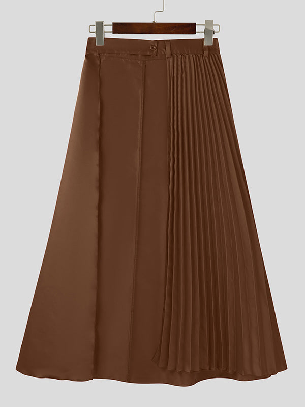 Mens Elegant Pleated Long Midi Skirt SKUK90363