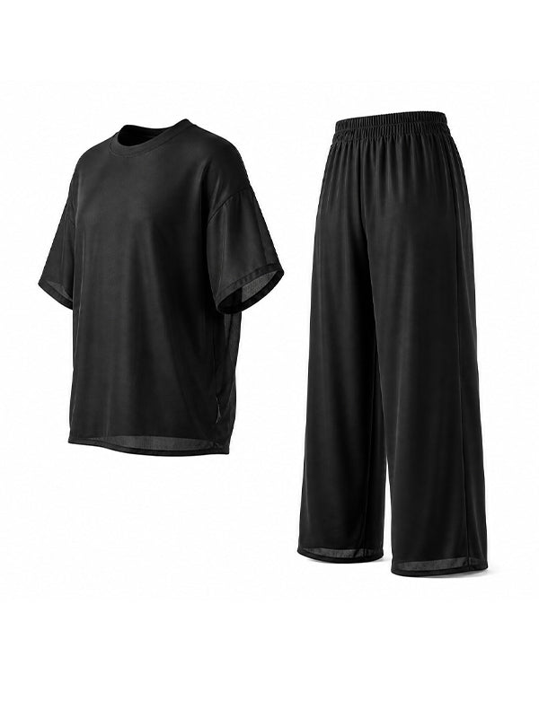 Men's Solid Color Semi Sheer Casual Two Pieces Outfit SKUL53020