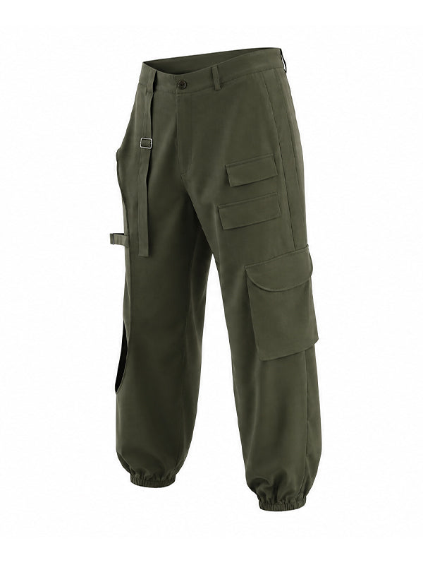 Men's Avant-Garde High Side Slit Cut Out Tactical Cargo Jogger Pant SKUL70351