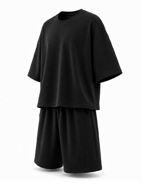 Men's Solid Color Minimalist Casual Two Pieces Outfit SKUL45297
