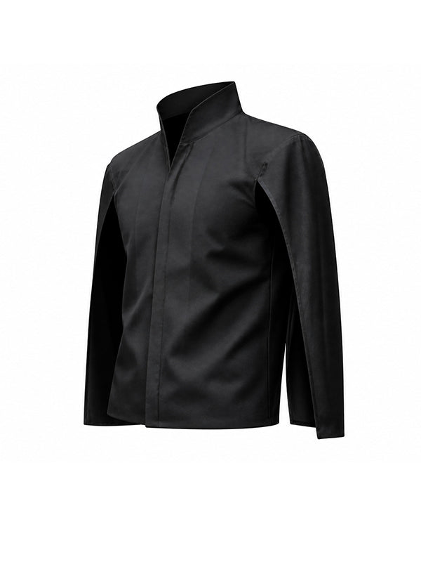 Men's High-Street Avant-Garde Deconstructed Cape Sleeve Stand-Collar Shirt SKUL73456