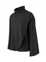 Men's Early Autumn Structural Asymmetrical Cowl-Cape Draped Ribbed Knit Sweater SKUL80476