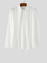 Men's Pinstripe Patchwork Long Sleeve Shirt SKUL23754