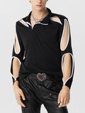 Mens Contrast Cutout Zip Design Pullover Sweatshirt SKUK24850