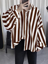 Men's Casual Striped Loose Long Sleeve Shirt SKUL35300