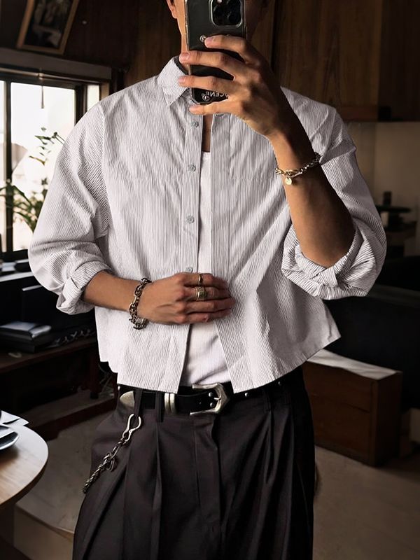 Men's Striped Casual Long Sleeve Shirt SKUL31938