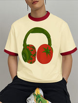 Men's Tomato Print Colorblock Short Sleeve T-Shirt SKUL24909