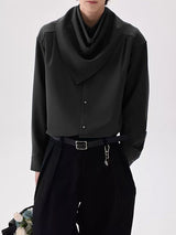 Men's Solid Color Bandana Collar Long Sleeve Shirt SKUL41266