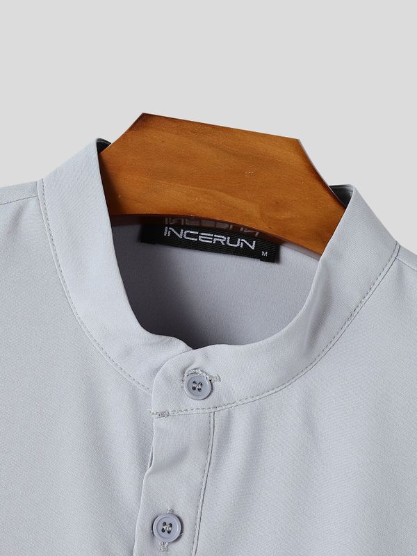Men's Modern Luxury City Walk Button Placket Boxy Two Pieces Outfit SKUL85540