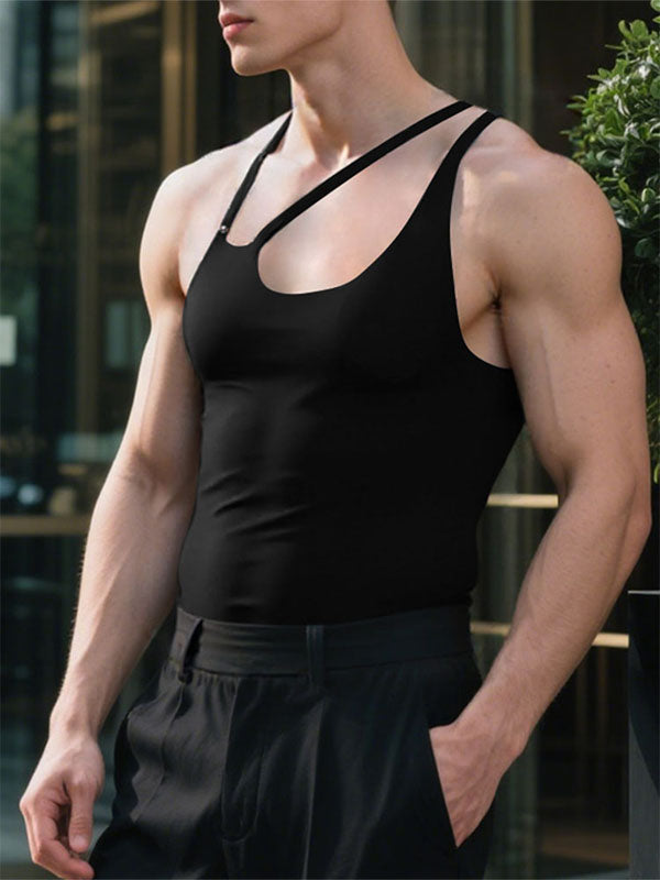 Mens Asymmetrical Cut Casual Tank SKUL15538