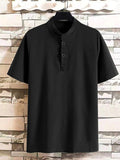 Mens Solid Crease Short Sleeve Henley Shirt SKUK06261