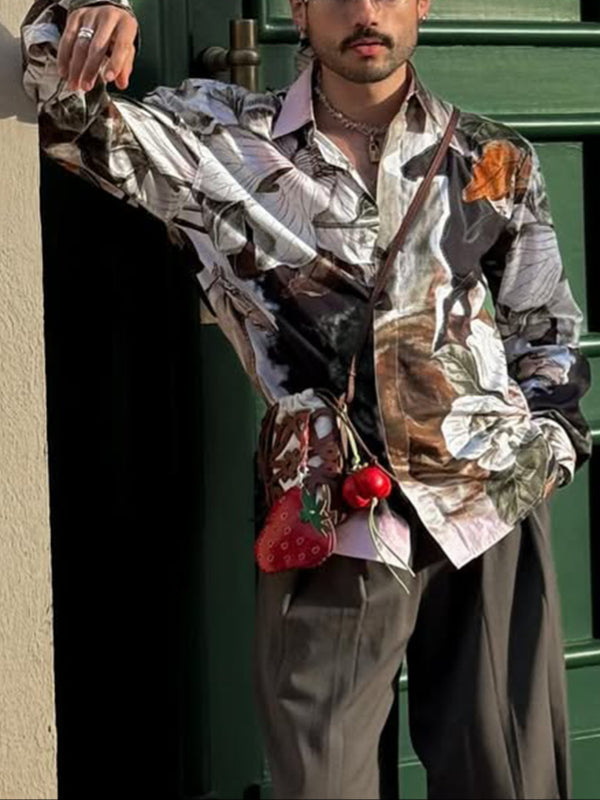 Men's Floral Print Long Sleeve Shirt SKUL47583