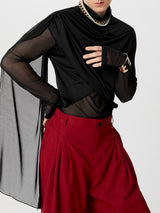 Mens Draped Ribbon Design Long Sleeve T-Shirt SKUK70405