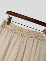 Men's Vintage Boho Sheer Mesh Plated Crinkled Loose Straight Wide Leg Pant SKUL70412
