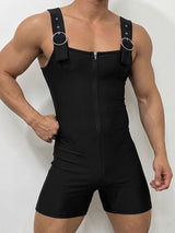 Men's Avant-Garde O-Ring Strap Front Zip Muscle Fit Romper Singlet Tank SKUL72631