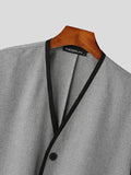 Mens Contrast Patchwork V-Neck Short Sleeve Blazer SKUK24918