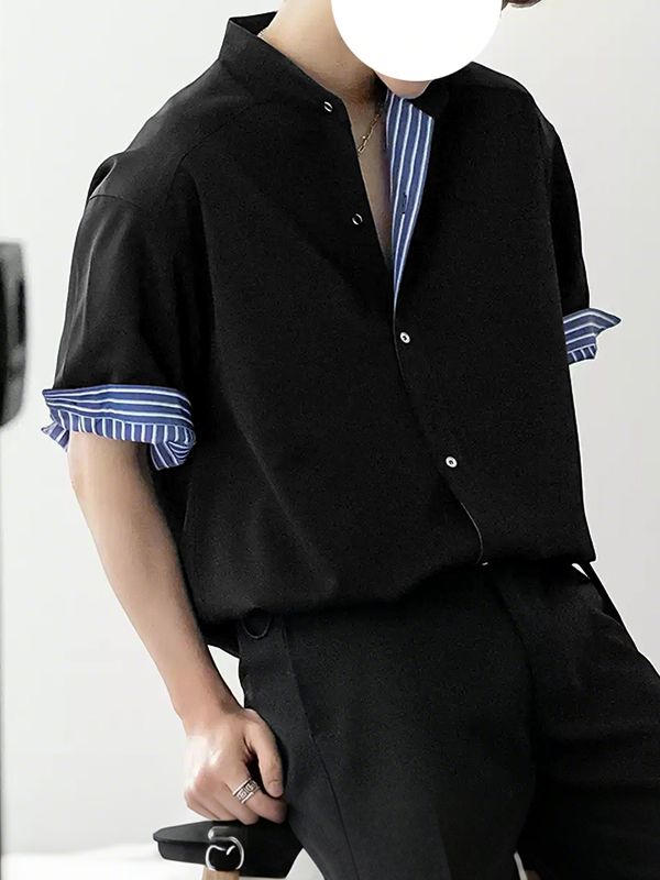 Men's Colorblock Casual Long Sleeve Shirt SKUL30490