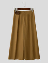 Men's Avant-Garde Party 3D Rose Flower Pleated Wide Leg Full Length Pant SKUL78125