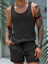 Mens Solid Color Sheer Mesh Two Pieces Outfit SKUL18019