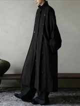 Men's Solid Color Button Long Hem Long Sleeve Shirt SKUL47949