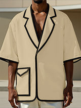 Mens Bold Stripe Contrast Color Short Sleeve Blazer SKUL16901