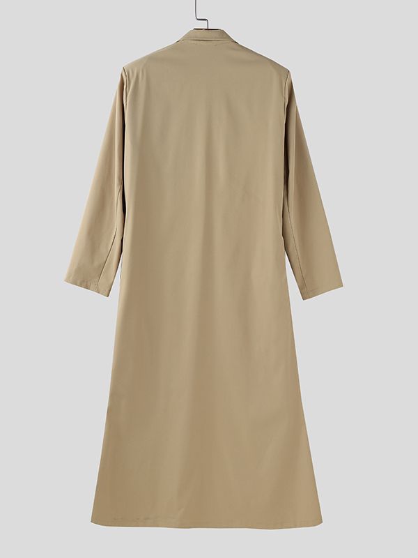 Men's Solid Color Deconstructed Long Hem Cardigan SKUL35271